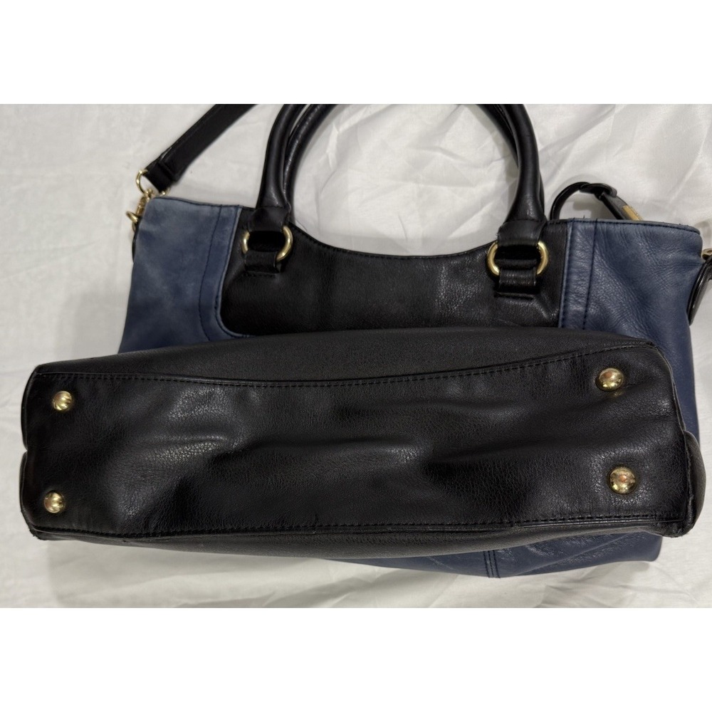 Tignanello Leather Purse Handbag Over Shoulder Navy‎ Blue and Black Gold Accents - Picture 5 of 16